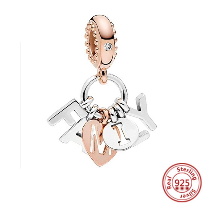 Hot Sale Rose Gold Series Pink Zircon Leaves Heart Pendant Sparkling Clip Bead Fit Charm Bracelet DIY S925 Silver Jewelry