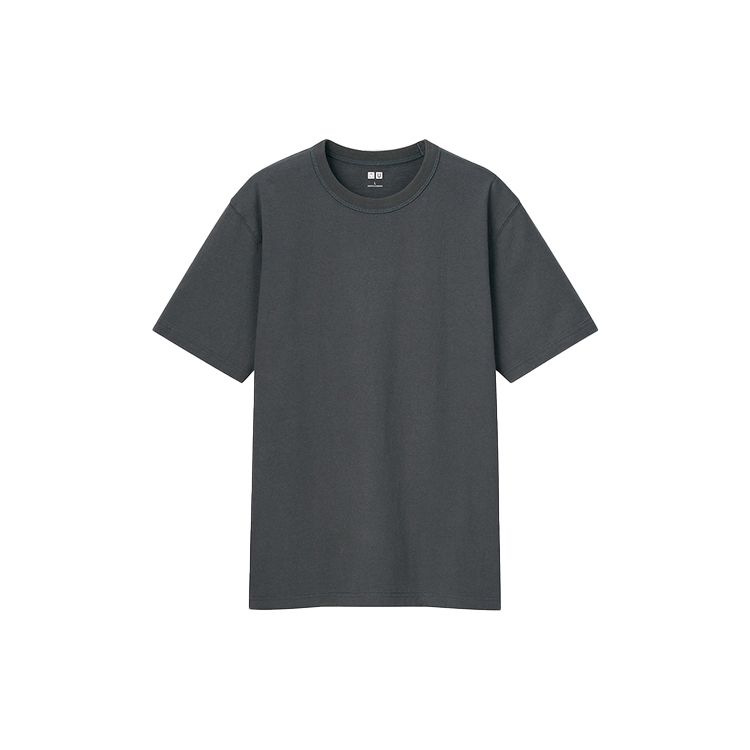 Uniqlo Однотонная футболка-пуловер с круглым вырезом Унисекс топы Темно-серый 445000-08