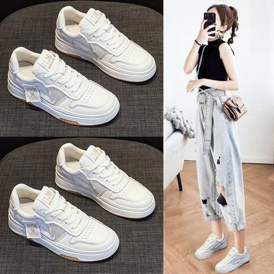 Белые сетчатые туфли для женщин, весенне-летние новые универсальные повседневные кроссовки на платформе из дышащей кожи