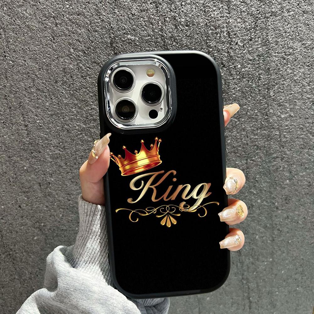 Мягкий чехол-накладка N84 King Queen Couples для Samsung S24 Ultra A14 iPhone 16 Pro Max Xiaomi Redmi Note13 с защитой корпуса камеры