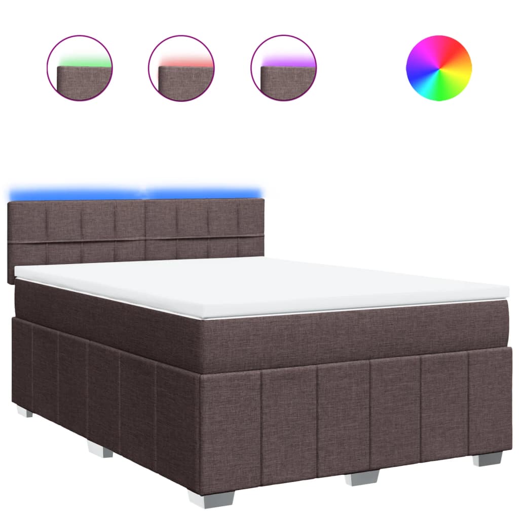 Box Spring Bed with Mattress Dark Brown 140 x 200 cm Fabric