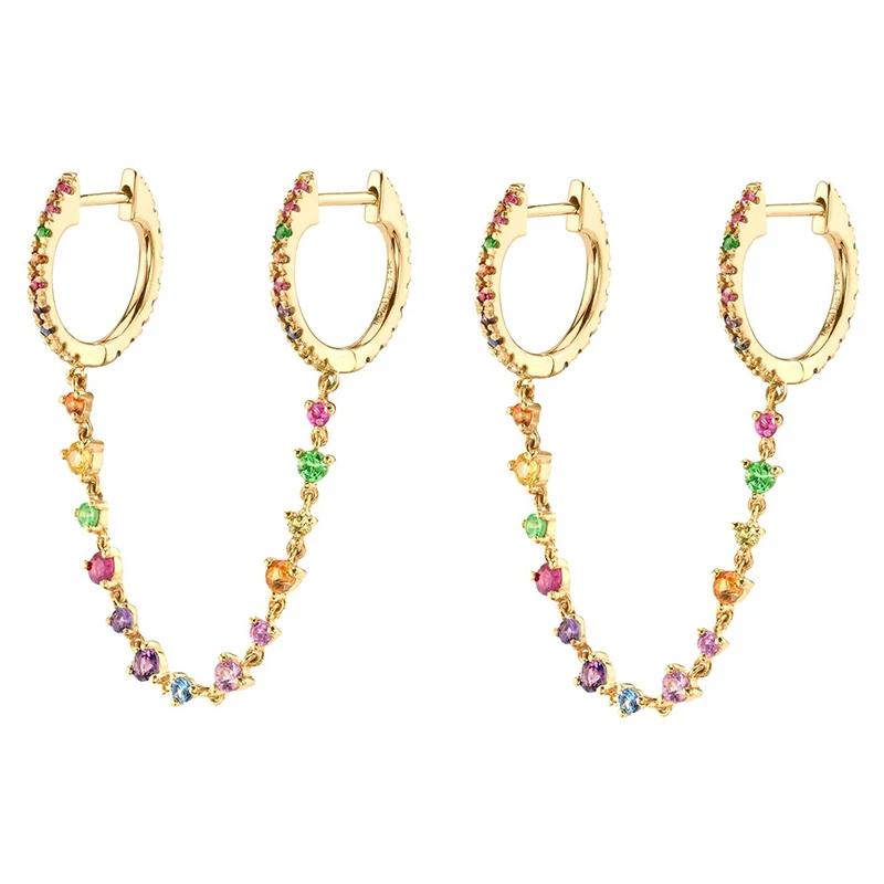 CRMYA Gold color Stud Earrings For Women Vintage Color CZ Zircon Piercing Women's Earrings Trend Jewelry