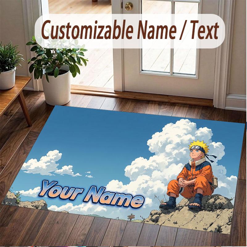 Custom Name Crystal Velvet Rug,Naruto Comfortable Anti Slip Floor Mat For Room Decoration