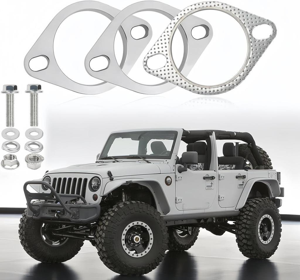Korekaou Muffler Gasket 1 Set Stainless Steel Muffler Flange with