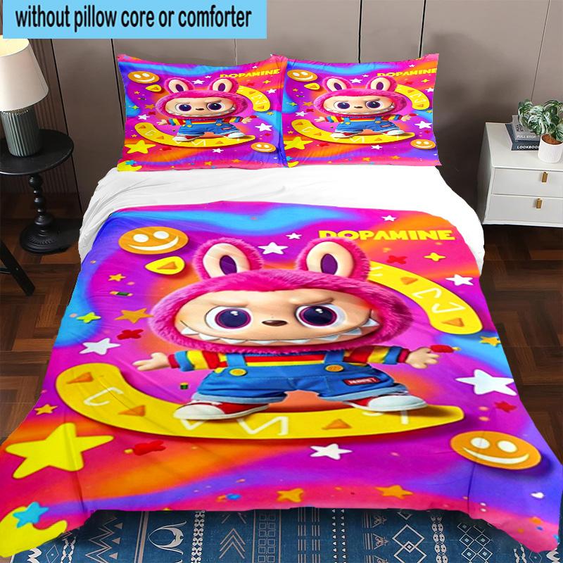 3PCS Labu-bu Friends Adventure 3pcs Bedding,Including 3PCS Duvet Cover And 2pcs Pillowcases Perfect for Christmas,Ideal for Bedroom, Dormitory
