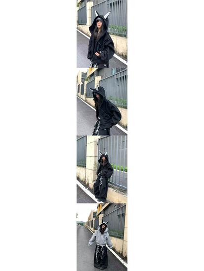 В наличии модная американская толстовка с ушами добермана, тяжелый кардиган с плюшем - Модный, Повседневный, Универсальный.