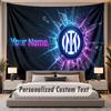 Custom Name Text Tapestry Inter Milan Personalized Polyester Wall Tapestry For Bedroom And Room
