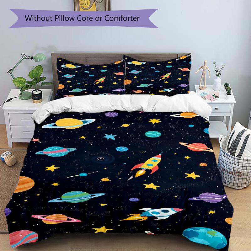 3pcs bedding set Space Adventure Includes 1 Comforter + 2 Pillowcases, Without Pillow Inserts, Soft Comfortable,Bedding Set,a0909041