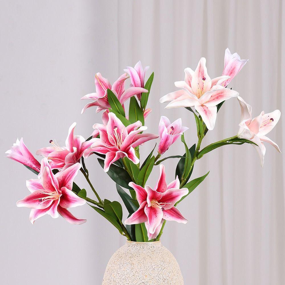 Multicolor Lily Artifiical Flowers Double Layers Simulation Flowers Home Decoration