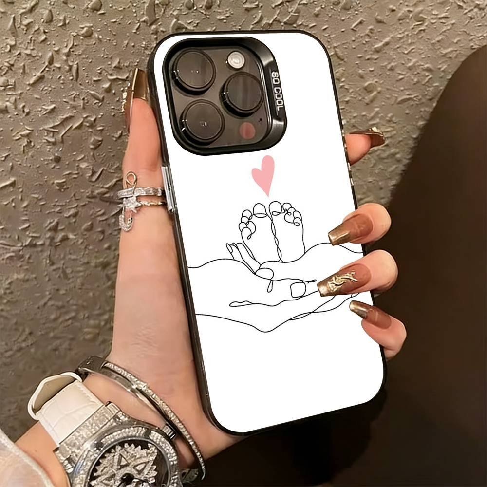 Чехол для телефона с изображением Мамы, Дочери, Сына, Папы и руки Для iPhone 17,16,15,14,13,12,11 Plus,Pro Max,XS, Цветной Посеребренный Внутренний Чехол