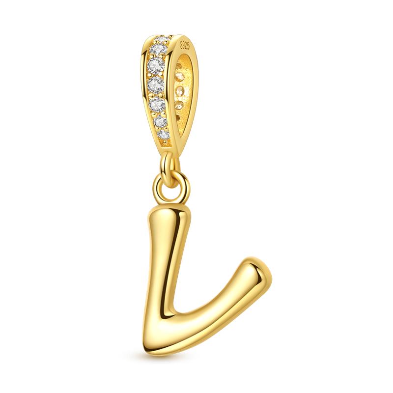 925 Silver Golden Series Charms Bead with CZ Zircon Whale Butterfly Sun Pendant for DIY Fashion Jewelry Bracelet