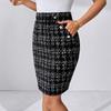 Женская модная клетчатая юбка, элегантная юбка с карманом и металлической пряжкой, юбка на резинке