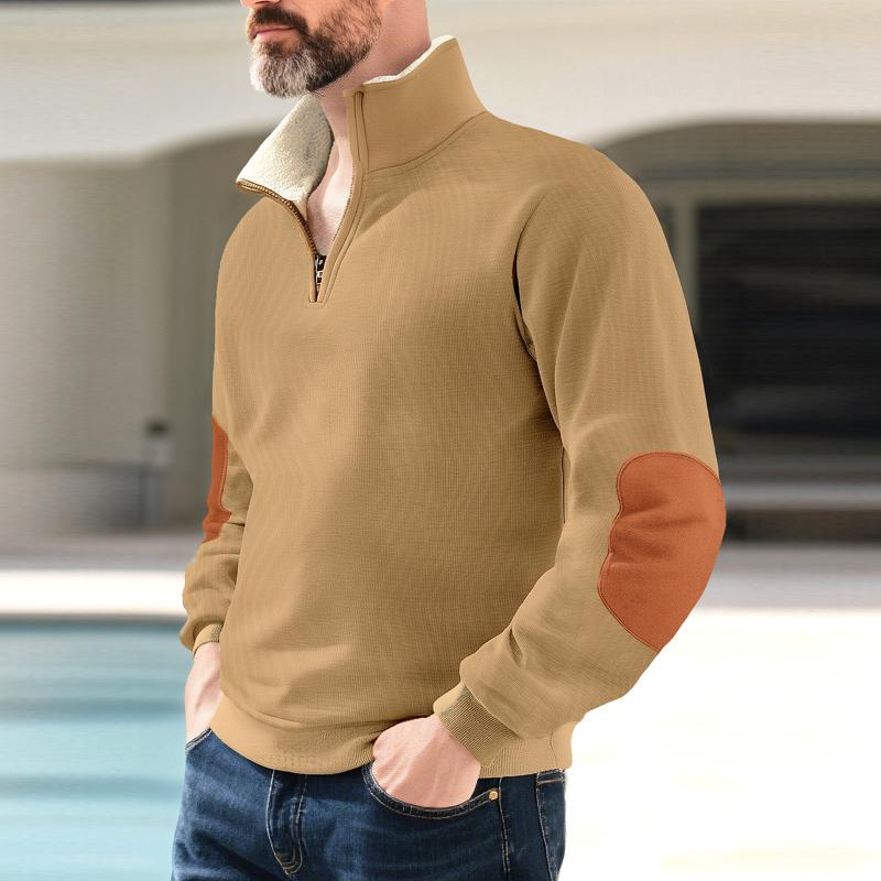 Autumn Winter Men's Half Zipper Patchwork Sweatshirts Long Sleeve Casual Fashion Hoodies Harajuku Fashion Pullovers Sweatshirt