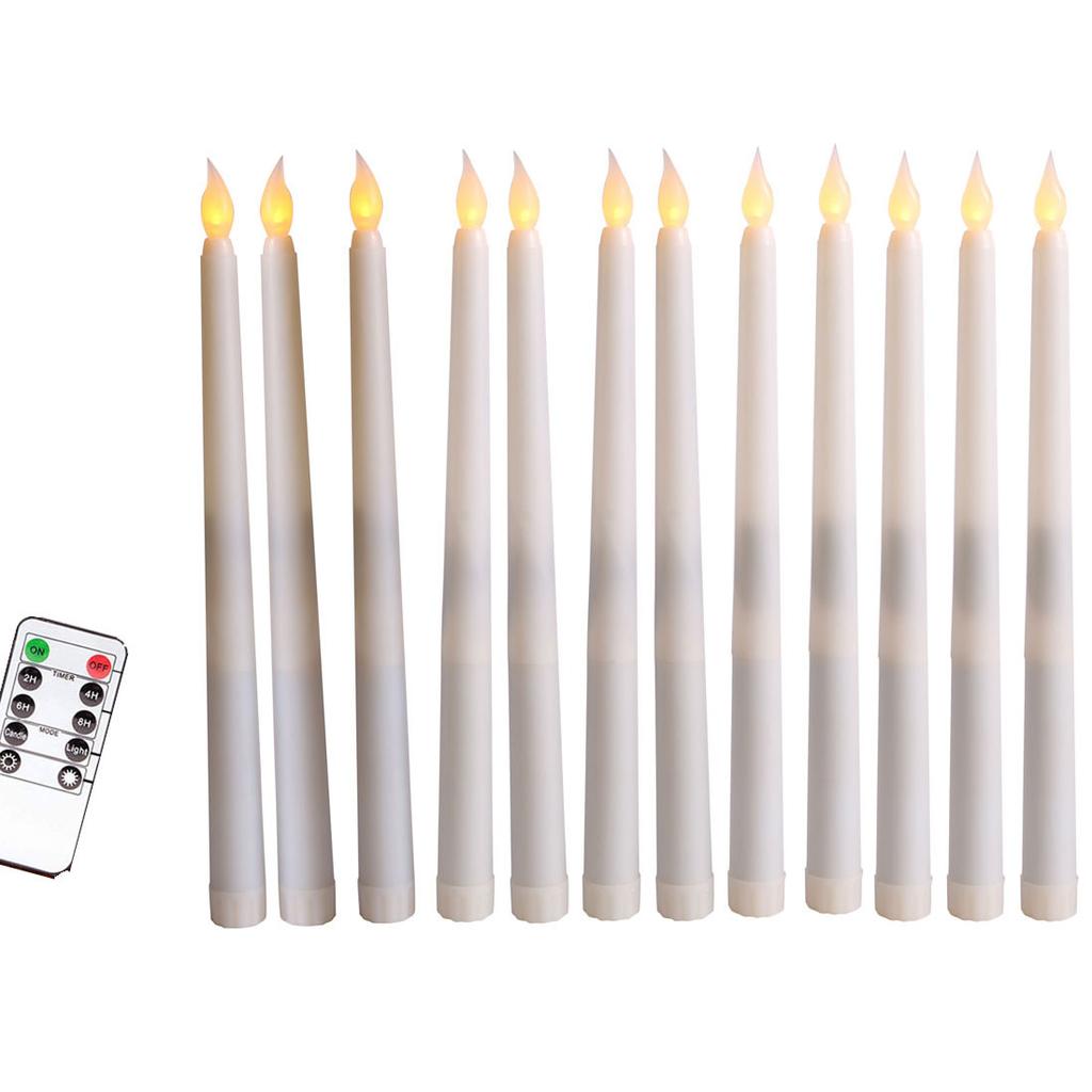 6 or 12 Pieces Room Decorative LED Candle Light Remote Control,Religious Fake Birthday LED Taper Candles Battery Operated