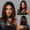 Gradient Red Full-Head Wig Wig Medium Brown Long Wig for Women Straight Hair