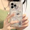 Cartoon Cat Graphic Soft Clear Phone Case For iPhone 11 13 12 14 15 16 Pro Max XR X 7 8 Plus SE 2 3 Shockproof Airbag Cover