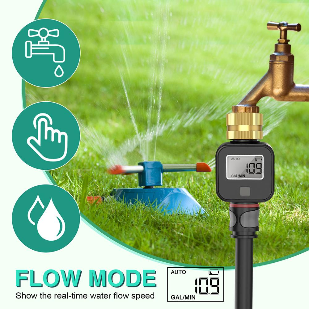Brass Inlet Water Flow Meter High Accuracy Water Consumption Flow Rate Measure 3/4" Inch Thread Garden Hose Watering Sprinkler
