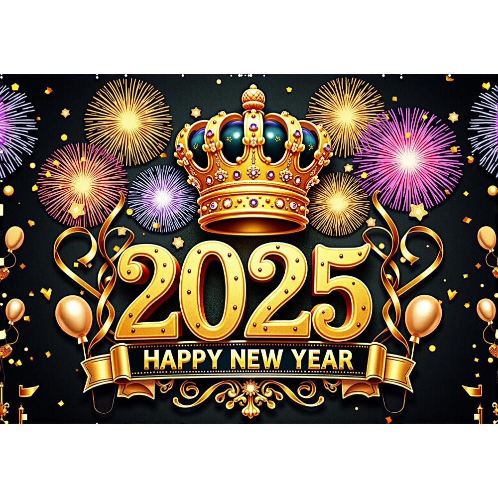 2025 С Новым годом Фон Фейерверк Золотой Тематический Баннер для вечеринки Новый год Празднование Семейной вечеринки Украшение Фото Фон