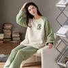 Thickened Warm Flannel Women Sleepwear Coral Velvet Pajamas Autumn Winter Cute Cartoon Bear Padded Two Sets Nightwear Casual
