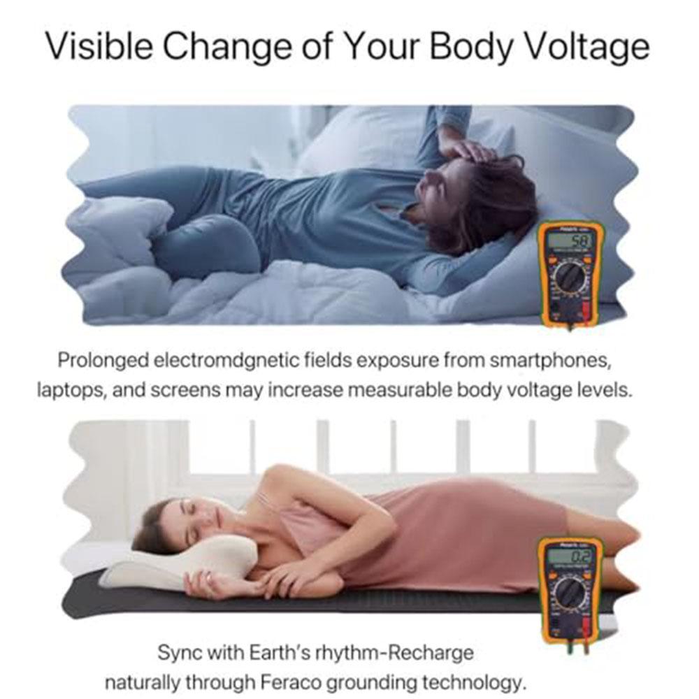Заземляющий коврик для кровати Противоскользящая накладка из ПУ кожи с заземляющим шнуром Улучшает сон Снимает стресс и боль