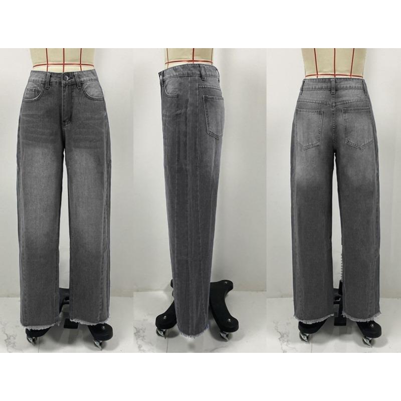 Женские джинсы свободного покроя, прямые, широкие брюки, до пола