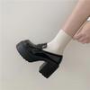 Taizhou Thick-soled Black Fashion Single Shoes College Style Pedal High Heels Autumn New Shoes Women
