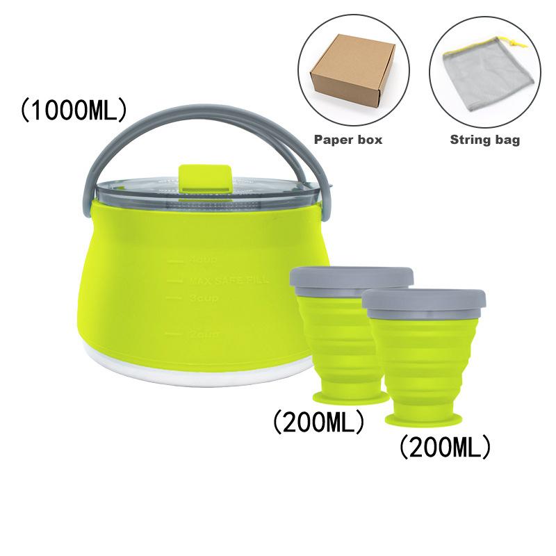 Silicone Folding Kettle, Camping Boiling Water Pot, Leak Proof Tea Coffee Cup and Mug, Heat Resistant Tableware for Outdoor