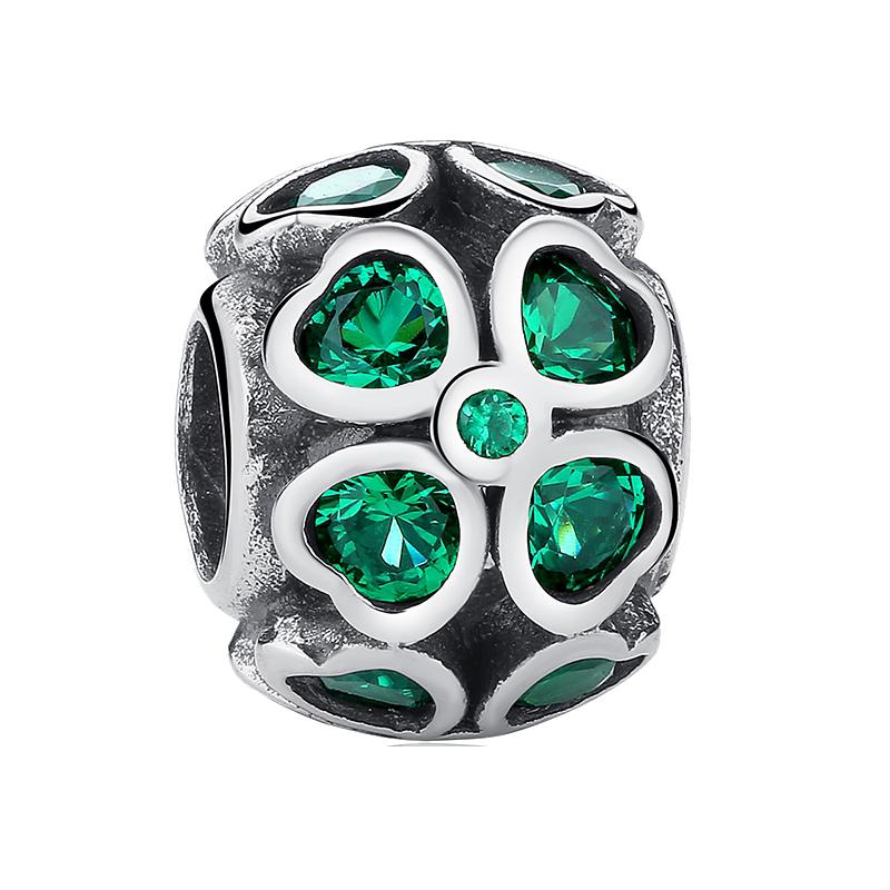 Green Color Charms Fit Bracelets 925 Silver Avocado Clover Bead Cactus Chameleon Zircon DIY Jewelry Charm