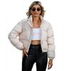 2024 Autumn Winter Women's Padded Jacket Short Cotton Jacket Women's Long Sleeved High Neck Warm Jacket Female Casual Parkas
