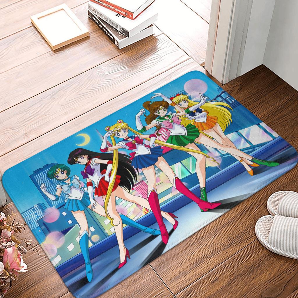 Anime Sailors Moons Luna Cat Doormat Non-Slip Entrance Bath Kitchen Floor Door Mat Bedroom Balcony Carpet Rug