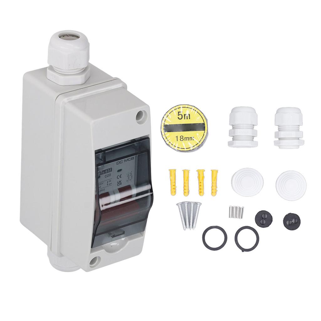 2P Miniature Circuit Breaker IP65 Waterproof Disconnect Switch for Solar PV System DC 1000V 20A