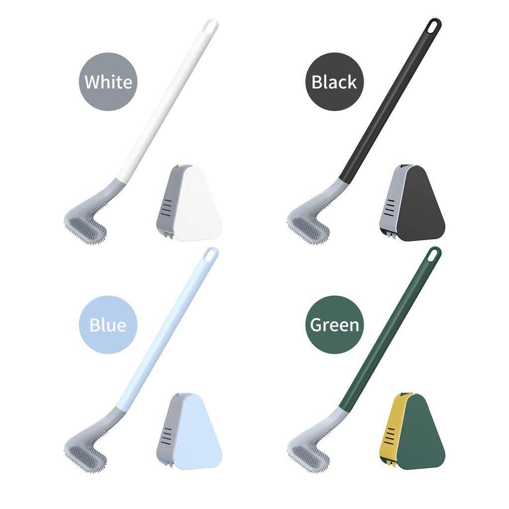 Toilet Brush and Holder Wall-mounted TPR Bristles Toilet Brush Cleaner No-drilling Bathroom Deep