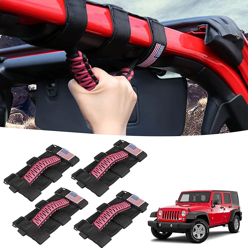 GAIZON 4 шт. Ручки для захвата Паракорд Дуга безопасности Для Jeep Wrangler Аксессуары CJ YJ TJ JL JK LJ JLU JKU Sahara Freedom Rubicon, Gladiator JT 1955-