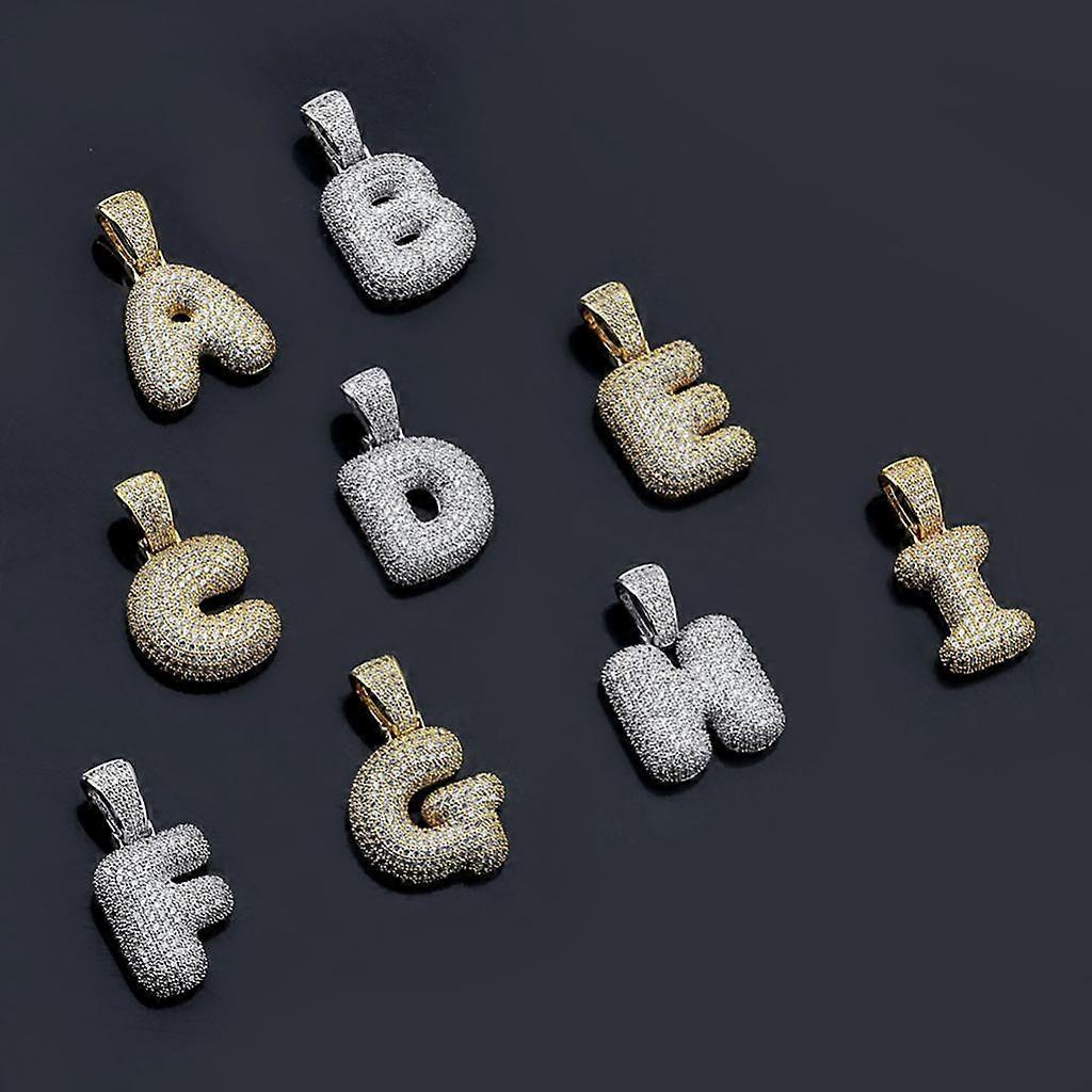 Shiny Letter A Pendant Miniature Zircon Stone Hip-hop Accessory Gold