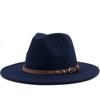 NEW Black/white Girl Wide Brim Simple Church Derby Top Hat Panama Solid Felt Fedoras Hat for Men Women Wool Jazz Cap