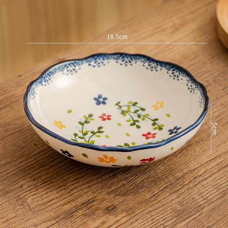 Керамическая тарелка с маленькими цветами в стиле ретро, креативная бытовая посуда, ресторан, изысканные блюда, салатная тарелка, изысканные рыбные тарелки