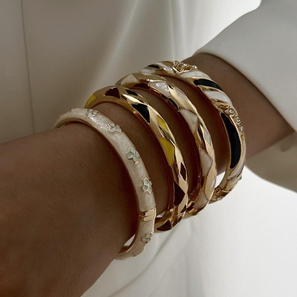 Gold Plated Bangle Bracelet Drip Oil Finish Bangle Jewelry Gift Wrist Jewelry Party Daily Wear