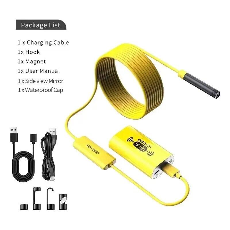 Wi-Fi эндоскопическая камера 8 мм HD1200P IP67 водонепроницаемый USB-бороскоп для осмотра с регулируемым светодиодом для Android IOS Iphone PC