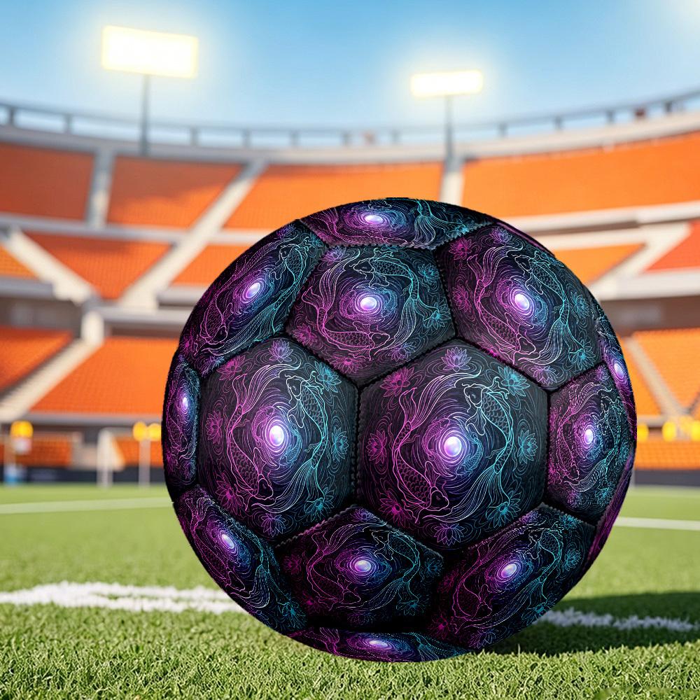 1pc Koi Fish Harmony Themed Soccer Ball, Size 5, Lightweight PVC Material, Outdoor Training Soccer Ball Gift. q62296