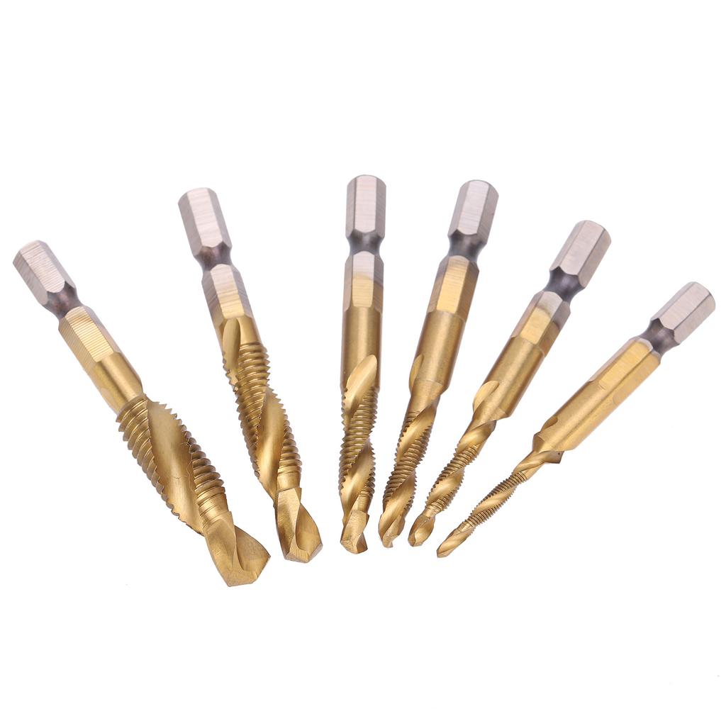 6pcs Screw Tap Drill Bits Kit 6542 High Speed Steel M10 M8 M6 M5 M4 M3 Tapping ToolsLong Type
