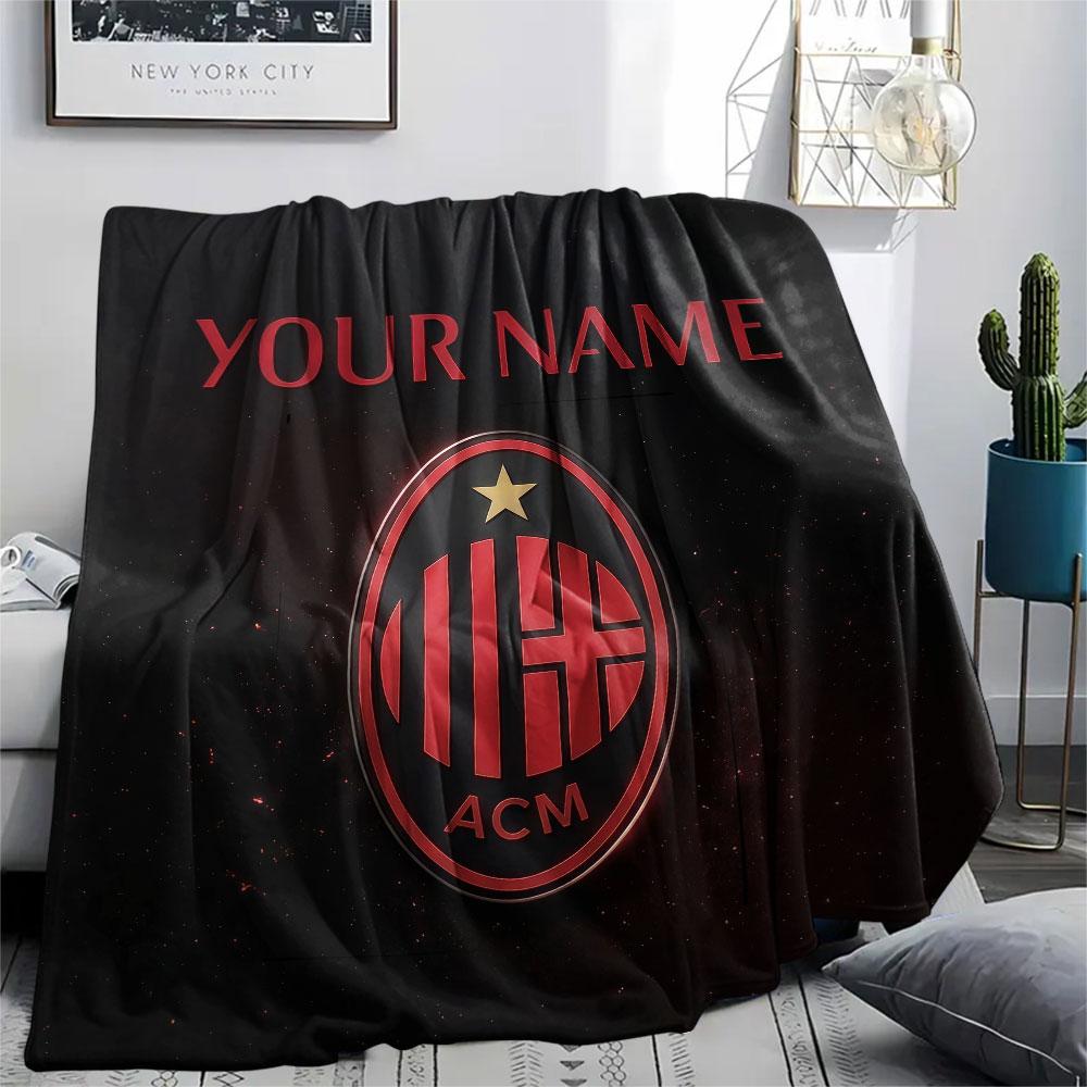 Custom Name,AC Milan Printed Flannel Blanket, soft throw for bedroom sofa, washable, Christmas present, great gift.
