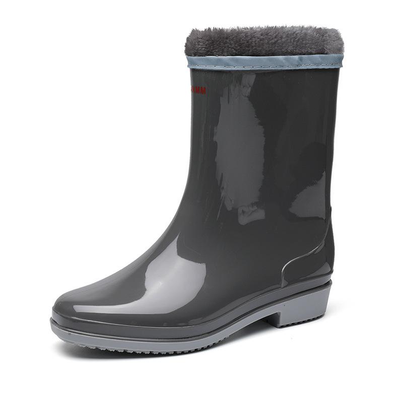 Непромокаемые сапоги средней длины, женская резиновая обувь на платформе, модные непромокаемые туфли из желе из ПВХ, 2024, женские непромокаемые ботинки без шнуровки для работы