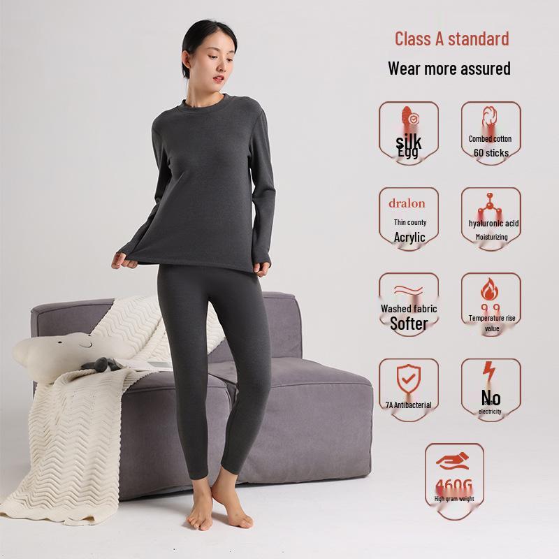 Женский теплый флисовый бархатный комплект термобелья - Утепленный, облегающий, 460 г с подогревом, пропитанный гиалуроновой кислотой зимний комплект