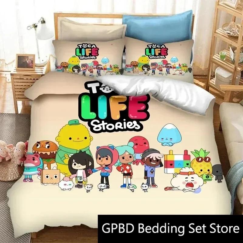 3D Печать Toca Life World Мультяшный Удобное Одеяло Пододеяльник Наволочка Комплект Постельного Белья Детская Спальня Украшение Домашний Текстиль