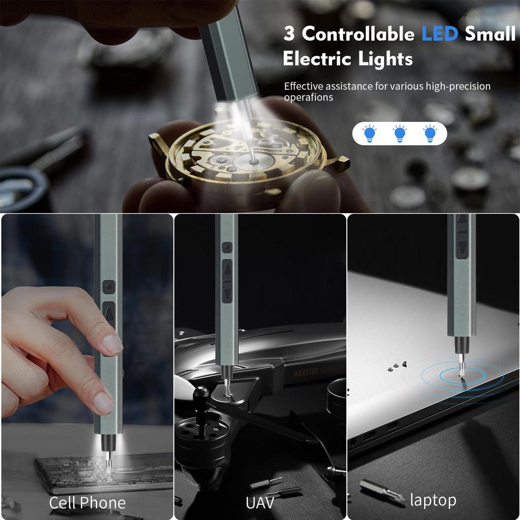 46-in-1 Electric Screwdriver Set,Cordless Rechargeable with 40 Precision Bits,3 LED Lights,Lightweight Portable for Home Repair