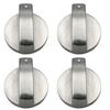 4 Pcs Universal Gas Stove Knobs Cooker Oven Hob Control Knobs Switch 6mm Silver