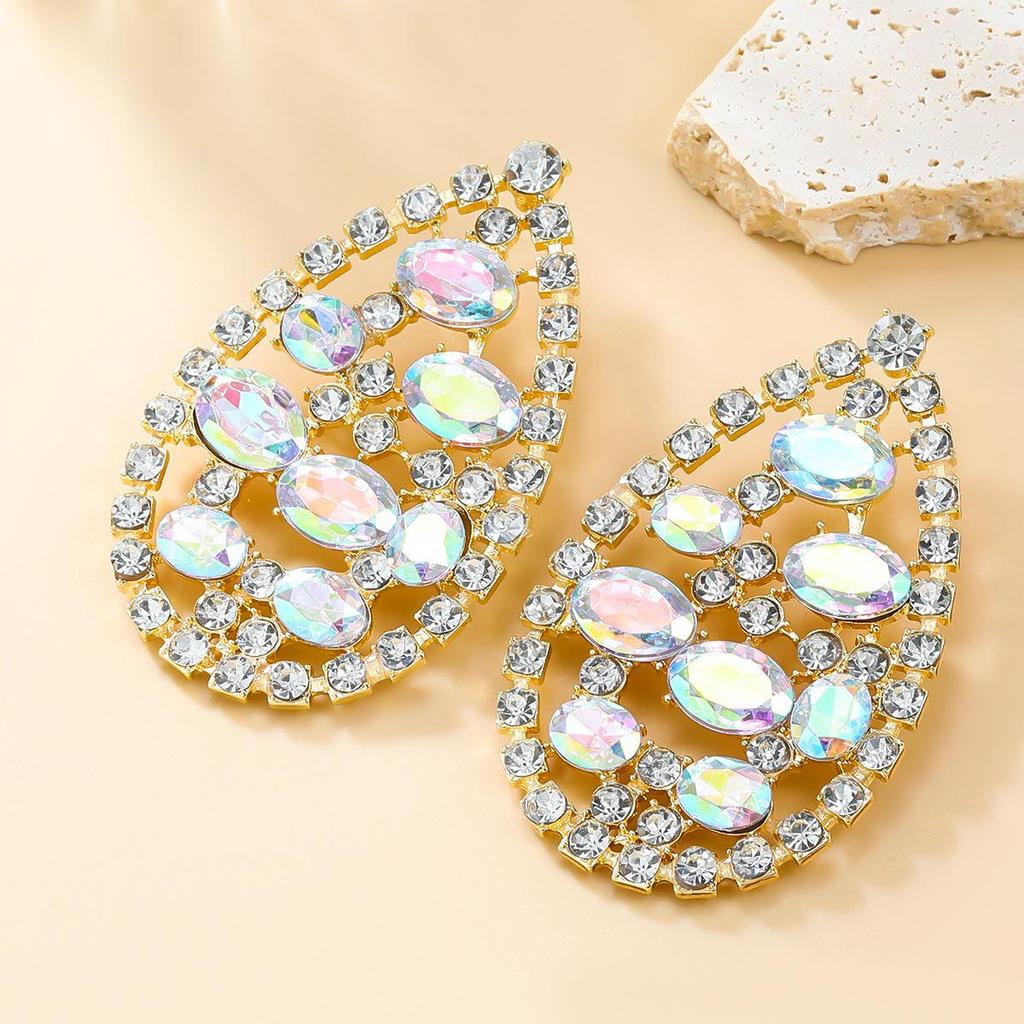 Teardrop Rhinestone Diamond Earrings for Women - Elegant Party Accessories