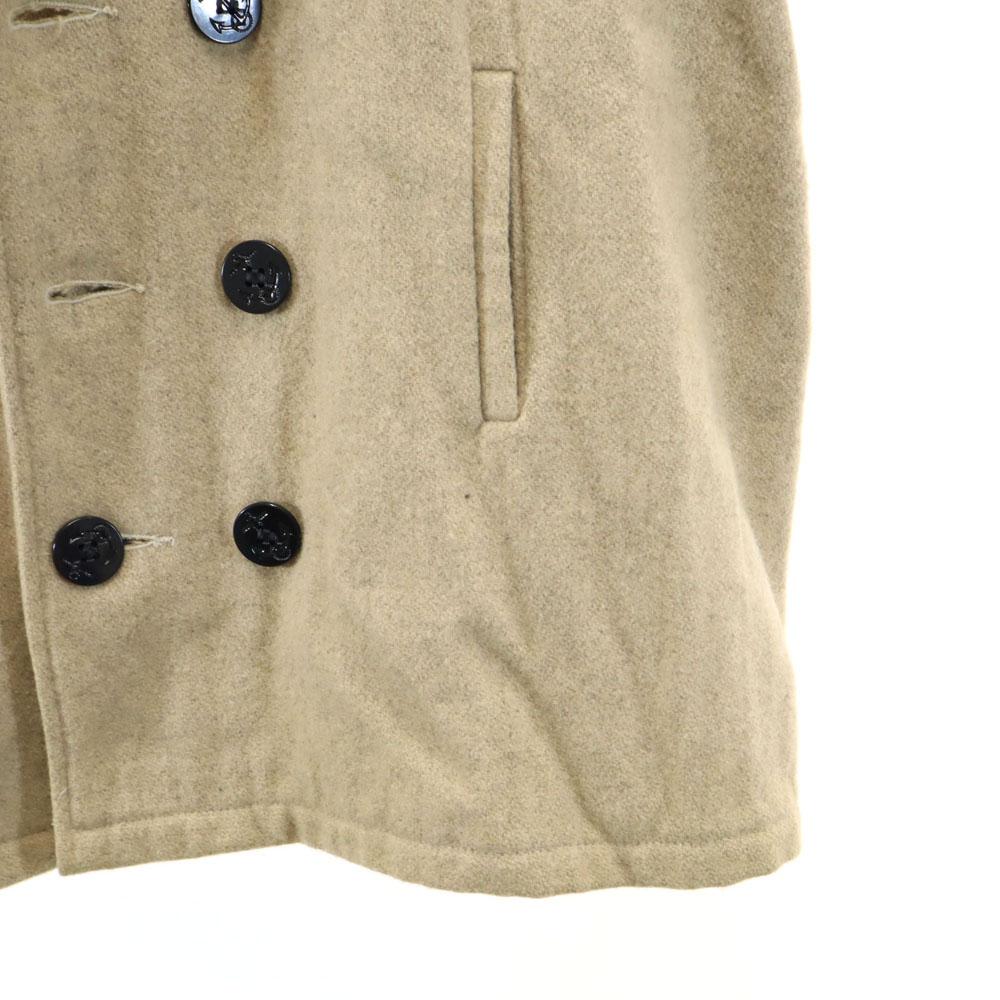 Мелтон 70-е Сделано в США Винтажное шерстяное пальто-бушлат L бежевое Стеганая спина Женское Б/У