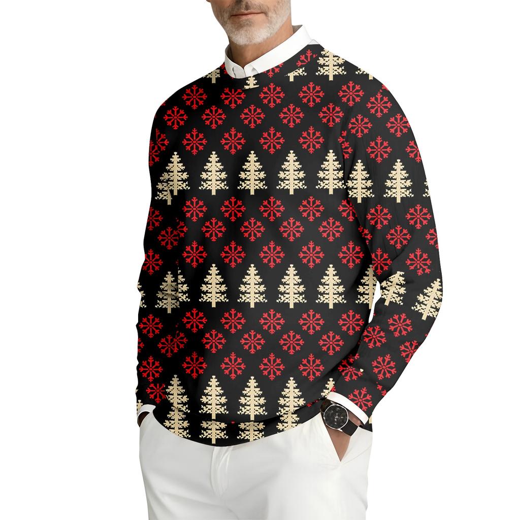 Мужская толстовка с круглым вырезом и длинными рукавами из рубчатого трикотажа