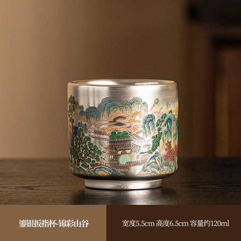 Чайная чашка в стиле «шинуазри», серебряная 999 пробы, одинарная чайная чашка в стиле «шинуазри», серебряная позолоченная, керамическая чайная чашка в стиле кунг-фу, большая подарочная чашка для высокого столика